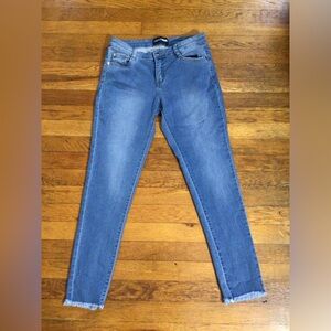 Medium Light Denim Distressed Ankle Jeans